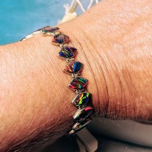 950 SS Brown Coffee Diamond Fire Opal Bracelet